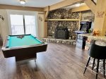 Game Room with Pool Table and Wood Burning Fireplace